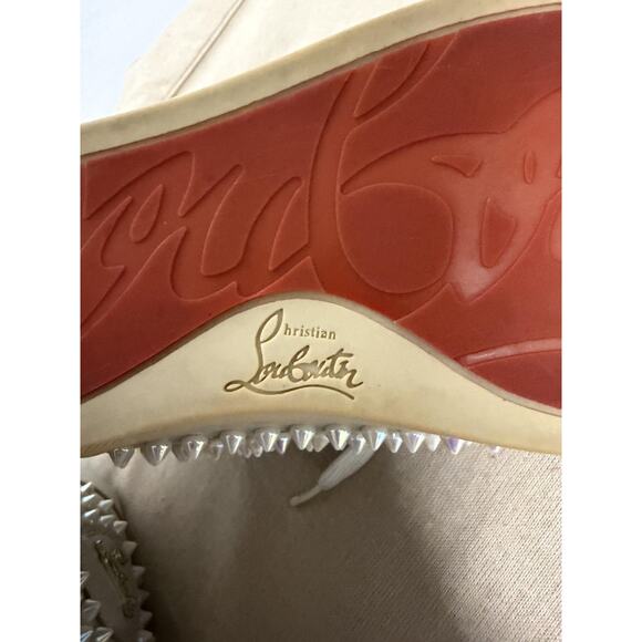 Christian Louboutin Shoes Womens Size 9 39 White Spike Studded High Top Red Sole - Picture 10 of 15